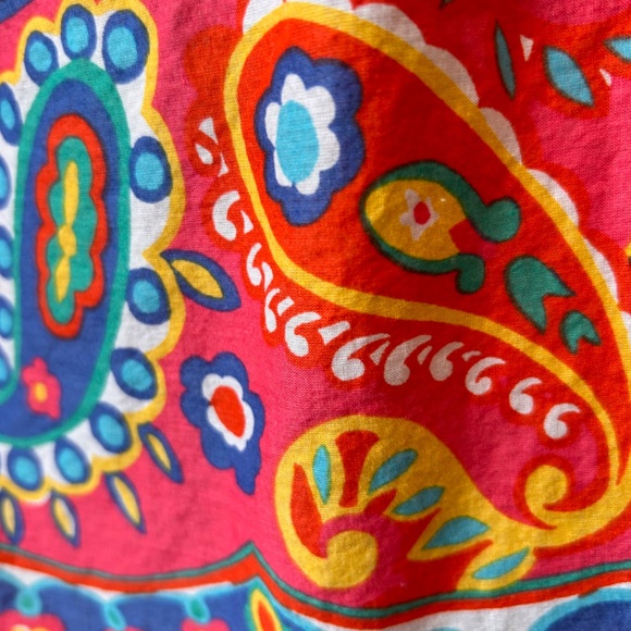 FIESTA COLORFUL SCOOP NECK TALBOTS BLOUSE COTTON FABRIC 3/4 SLEEVE - Picture 10 of 10